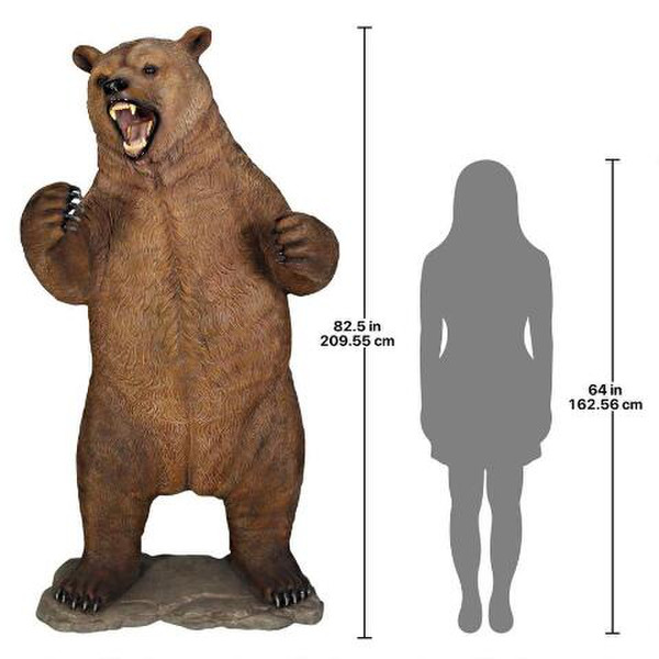 Growling Grizzly Bear Life Size Statue Giant Roaring Realistically Huge